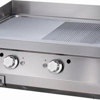 Heavy Duty plaque de gril - demi-rainuré - unité double - 70 cm de profondeur - gaz