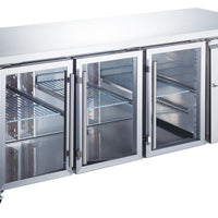 Réfrigérateur de comptoir - 180 cm - 3 portes vitrées