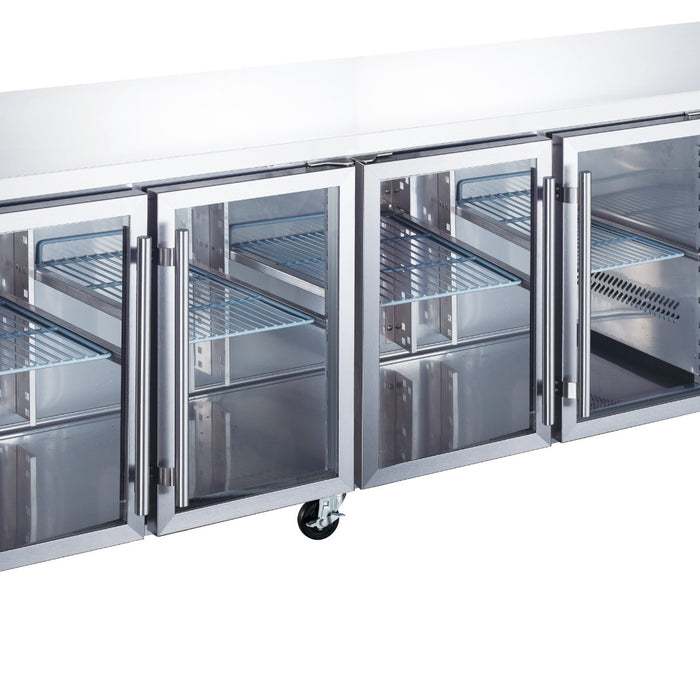 Réfrigérateur de comptoir - 223 cm - 4 portes vitrées