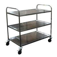 DESSERTE DEMONTABLE INOX 201, 3 NIVEAUX, 4 ROUES