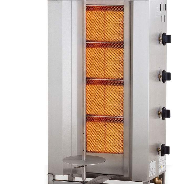 GYROS GRILL DE GAZ MOTEUR AU-DESSUS 4 ZONES DE CHAUFFAGE