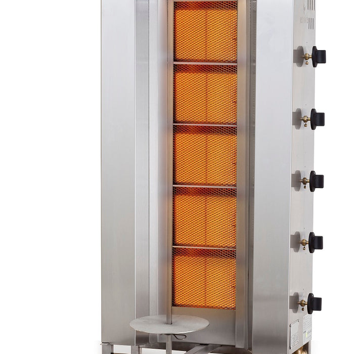 GYROS GRILL DE GAZ MOTEUR AU-DESSUS 5 ZONES DE CHAUFFAGE
