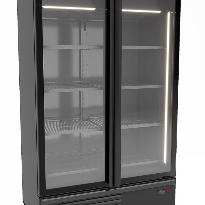 RÉFRIGÉRATEUR 2 PORTES EN VERRE NOIR 1200L