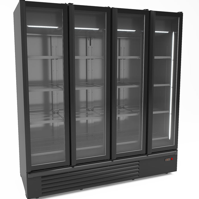 RÉFRIGÉRATEUR 4 PORTES EN VERRE NOIR 1850L