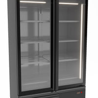 CONGÉLATEUR 2 PORTES EN VERRE NOIR 1230L