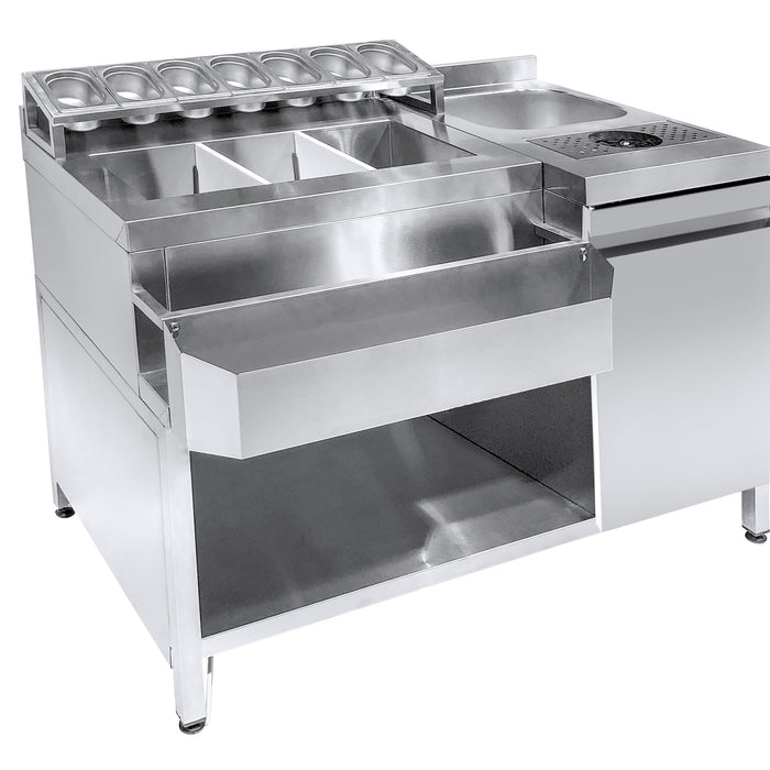 COCKTAILS BAR STATION   INCL. ÉVIER, LAVE-VERRES, BACS GN, SPEEDRAIL PORTE-BOUTEILLES