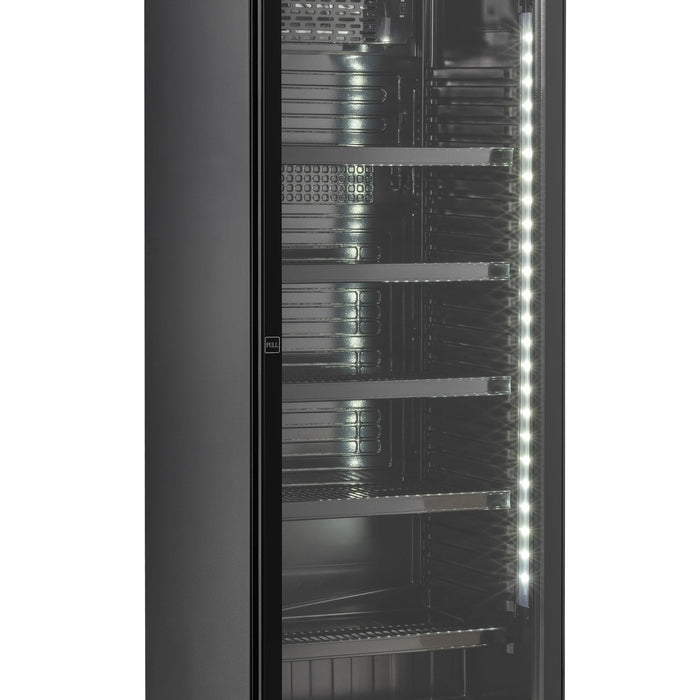 RÉFRIGÉRATEUR 1 PORTE EN VERRE NOIR AVEC CANOPY SVE-450 BLC
