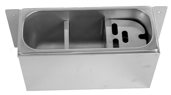 CUILLÈRE À GLACE ÉVIER 330X120X150  AVEC TROU D'ÉVACUATION, RACCORDEMENT À L'EAU ET TUYAU D'ÉVACUATION