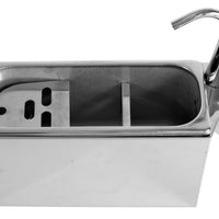 CUILLÈRE À GLACE ÉVIER AVEC ROBINET 380X120X150  AVEC TROU D'ÉVACUATION, RACCORDEMENT À L'EAU ET TUYAU D'ÉVACUATION