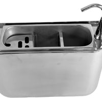 CUILLÈRE À GLACE ÉVIER AVEC ROBINET 410X120X270  AVEC TROU D'ÉVACUATION, RACCORDEMENT À L'EAU ET TUYAU D'ÉVACUATION