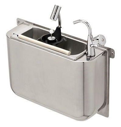CUILLÈRE À GLACE ÉVIER AVEC ROBINET ET DOUCHETTE 410X120X270  AVEC TROU D'ÉVACUATION, RACCORDEMENT À L'EAU ET TUYAU D'ÉVACUATION