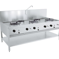 TABLE WOK À GAZ 3X17KW + 2X9KW