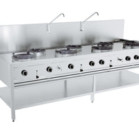 TABLE WOK À GAZ 4X17kW + 3X9kW