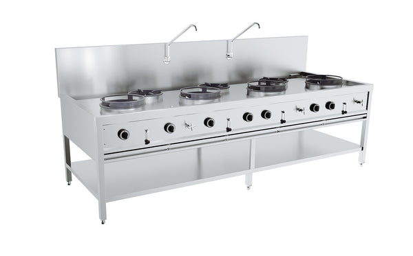 TABLE WOK À GAZ 4X17kW + 3X9kW