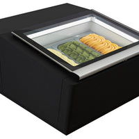 MODÈLE DE TABLE VITRINE À CREME GLACÉE NOIR  S'OUVRE DU CÔTÉ FONCTIONNEMENT
