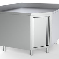 PLAN DE TRAVAIL ANGLE AVEC PORTE ET BORD RELEVÉ 1000/1000 POUR 600MM TABLES