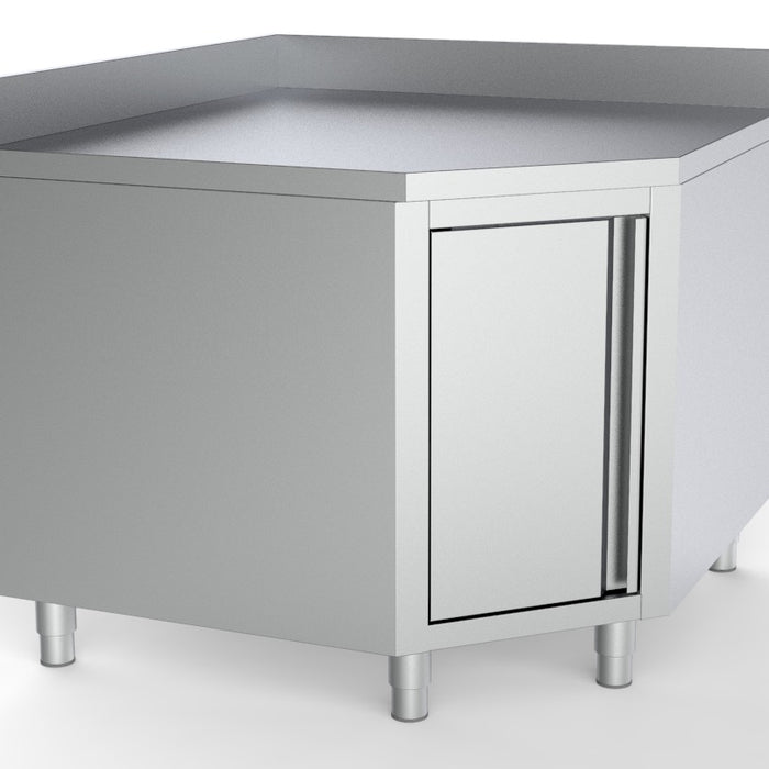 PLAN DE TRAVAIL ANGLE AVEC PORTE ET BORD RELEVÉ 1000/1000 POUR 700MM TABLES