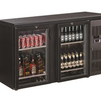 ARRIÈRE BAR RÉFRIGÉRÉE NOIR 2 PORTES EN VERRE
