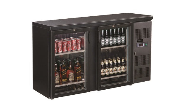 ARRIÈRE BAR RÉFRIGÉRÉE NOIR 2 PORTES EN VERRE