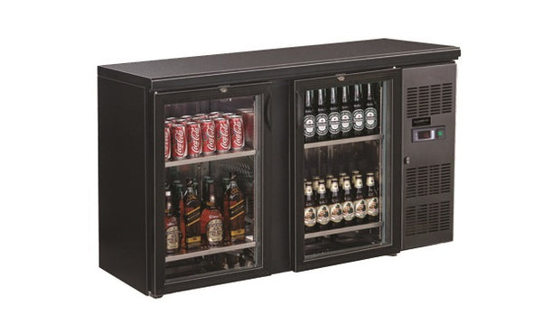 ARRIÈRE BAR RÉFRIGÉRÉE NOIR 2 PORTES EN VERRE
