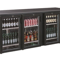 ARRIÈRE BAR RÉFRIGÉRÉE NOIR 3 PORTES EN VERRE