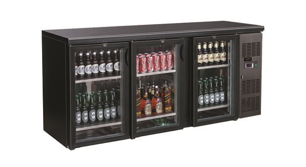ARRIÈRE BAR RÉFRIGÉRÉE NOIR 3 PORTES EN VERRE
