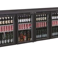 ARRIÈRE BAR RÉFRIGÉRÉE NOIR 4 PORTES EN VERRE  *TRANSPORT SUR DEMANDE*
