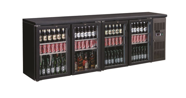 ARRIÈRE BAR RÉFRIGÉRÉE NOIR 4 PORTES EN VERRE  *TRANSPORT SUR DEMANDE*
