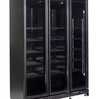 RÉFRIGÉRATEUR 3 PORTES EN VERRE NOIR NAP-1200 HT - AVEC PORTE CHAUFFANTE
