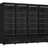 RÉFRIGÉRATEUR 4 PORTES EN VERRE NOIR JDE-2025R BL  *TRANSPORT SUR DEMANDE*