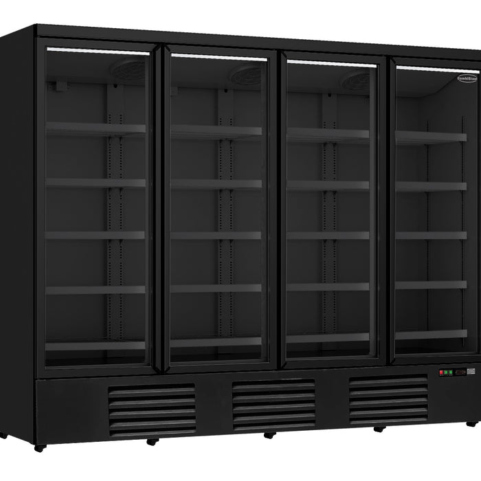 RÉFRIGÉRATEUR 4 PORTES EN VERRE NOIR JDE-2025R BL  *TRANSPORT SUR DEMANDE*