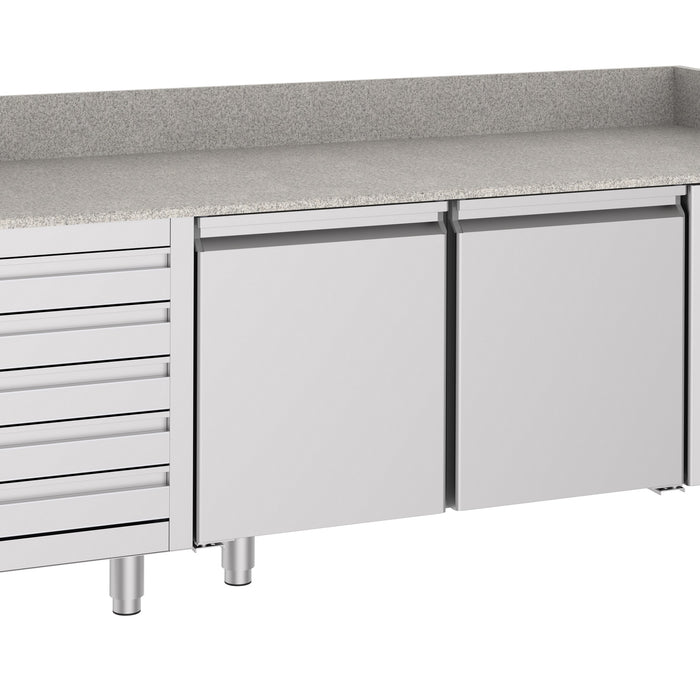 TABLE PRÉP POUR PIZZA 2 PORTES ET 5 TIROIRS