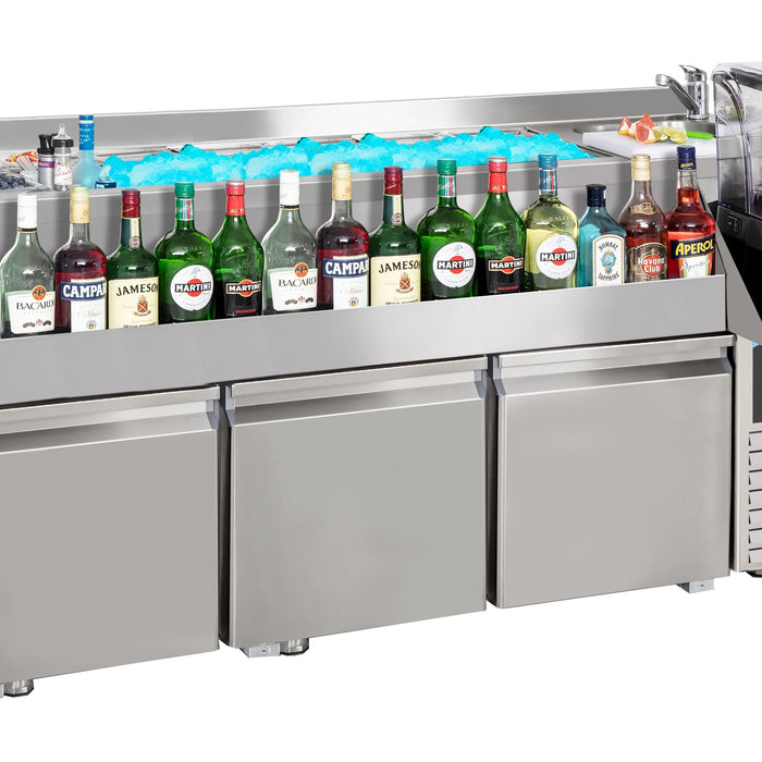 TABLE RÉFRIGÉRÉE 3 PORTES AVEC BAR À COCKTAILS