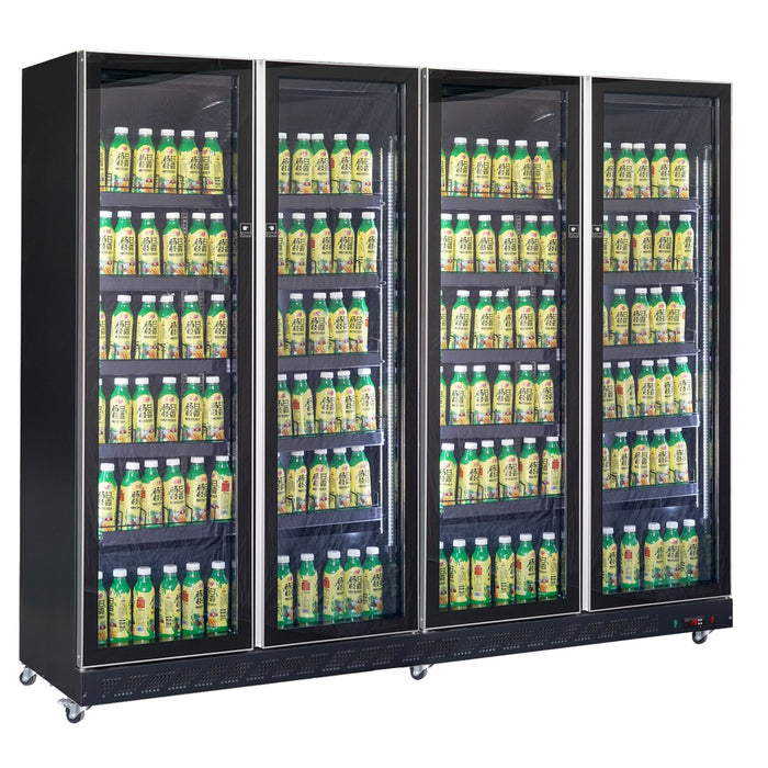 RÉFRIGÉRATEUR 4 PORTES EN VERRE NOIR  *TRANSPORT SUR DEMANDE*