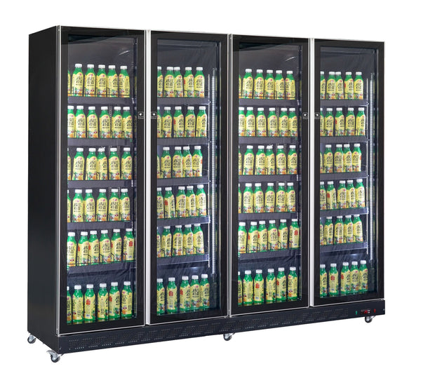 RÉFRIGÉRATEUR 4 PORTES EN VERRE NOIR  *TRANSPORT SUR DEMANDE*