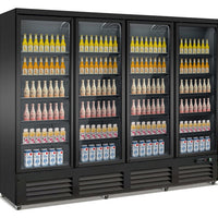 RÉFRIGÉRATEUR 4 PORTES EN VERRE NOIR CEB-2000R BL   *TRANSPORT SUR DEMANDE*