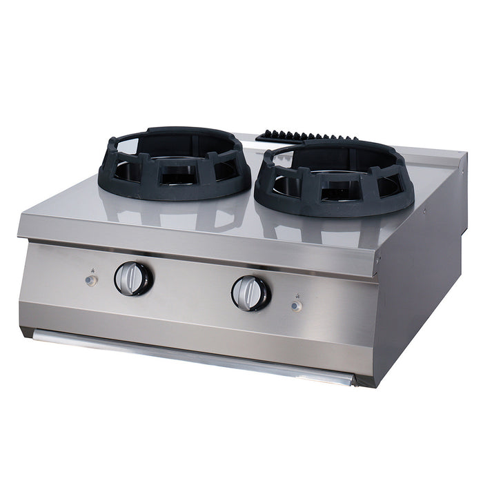 Premium cuiseur wok - 2 x 28,5 cm anneaux de cuisson - unité double - profondeur 90 cm - gaz