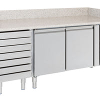 TABLE PRÉP POUR PIZZA 2 PORTES 7 TIROIRS