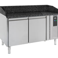 TABLE PRÉP POUR PIZZA 2 PORTES GRANIT NOIR