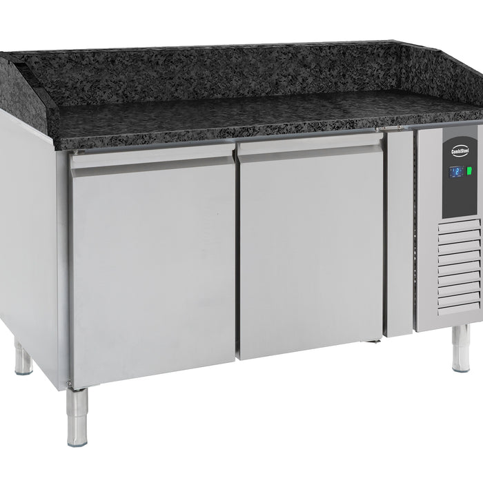 TABLE PRÉP POUR PIZZA 2 PORTES GRANIT NOIR