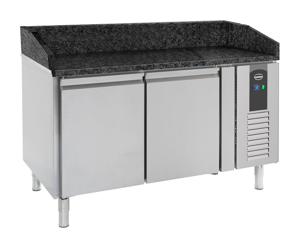 TABLE PRÉP POUR PIZZA 2 PORTES GRANIT NOIR