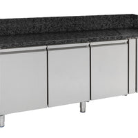TABLE PRÉP POUR PIZZA 3 PORTES GRANIT NOIR