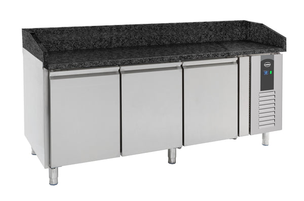 TABLE PRÉP POUR PIZZA 3 PORTES GRANIT NOIR