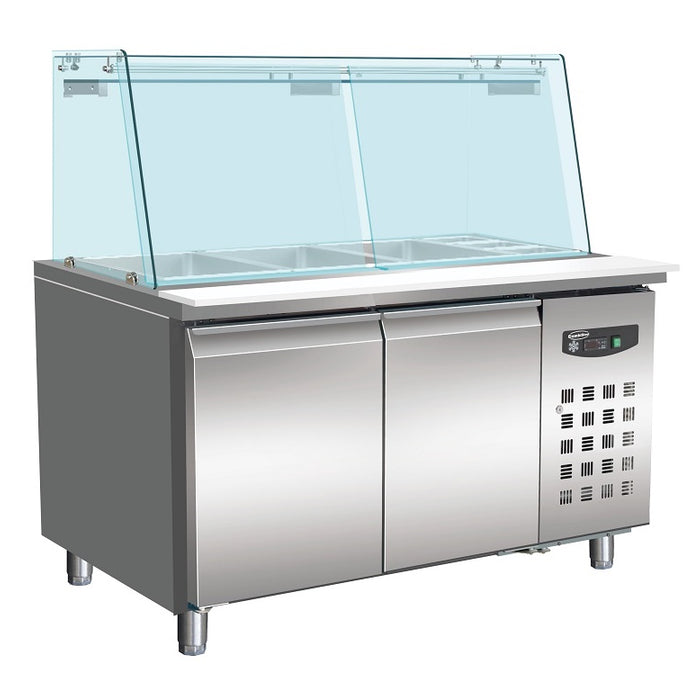 700 TABLE RÉFRIGÉRÉE AVEC VERRE 2 PORTES  3X 1/1 + 3X 1/6 GN RÉCIPIENT
