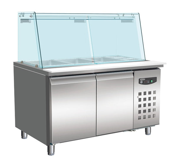 700 TABLE RÉFRIGÉRÉE AVEC VERRE 2 PORTES  3X 1/1 + 3X 1/6 GN RÉCIPIENT