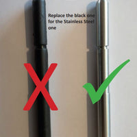BARRE DE PRESSION EN INOX RELATIVE AUX VERROUILLAGE DES CHAMBRES FROIDES POSITIF / NEGATIF LORS DU MONTAGE, TIGE NOIR PLASTIQUE REMPLACANT POUR CELLE EN ACIER INOXYDABLE.