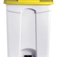 POUBELLE BLANCHE POLYPROPYLENE 90L COUVERCLE JAUNE