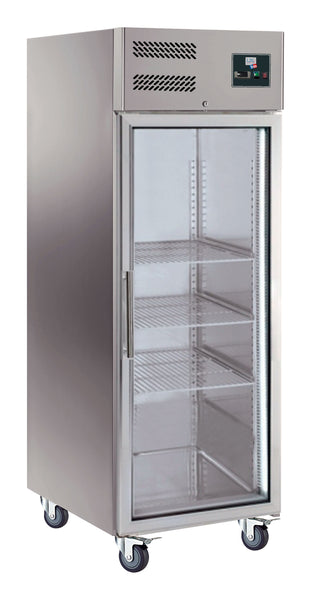 ARMOIRE REFRIGEREE INOX, 1 PORTE VITREE, -18/-22°C