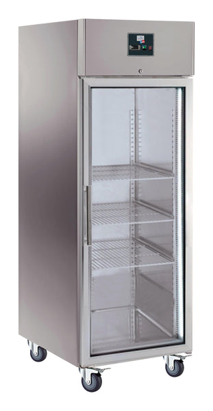 ARMOIRE REFRIGEREE INOX, 1 PORTE VITREE 650 LITRES