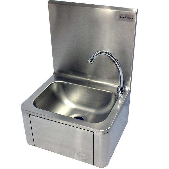 LAVE-MAINS INOX ADOSSE AVEC PANNEAU BASCULANT